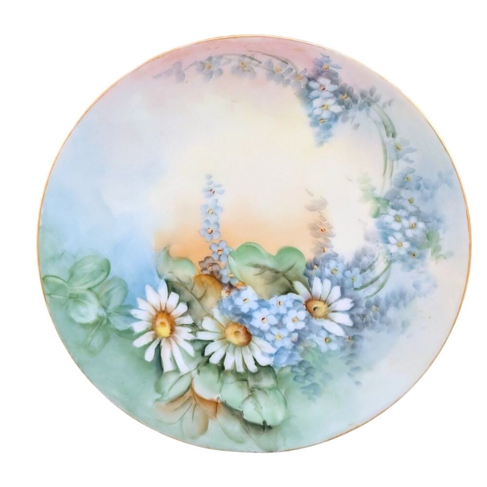 Vtg Thomas Sevres Bavaria Porcelain Hand-Painted Forget Me Not Floral 6.5" Plate